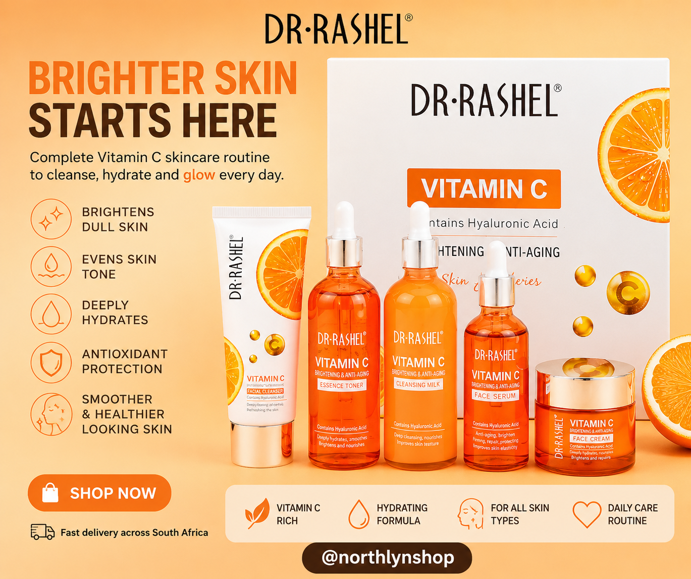 Dr. Rashel Vitamin C & Hyaluronic 5 Pieces Facial Box Kit