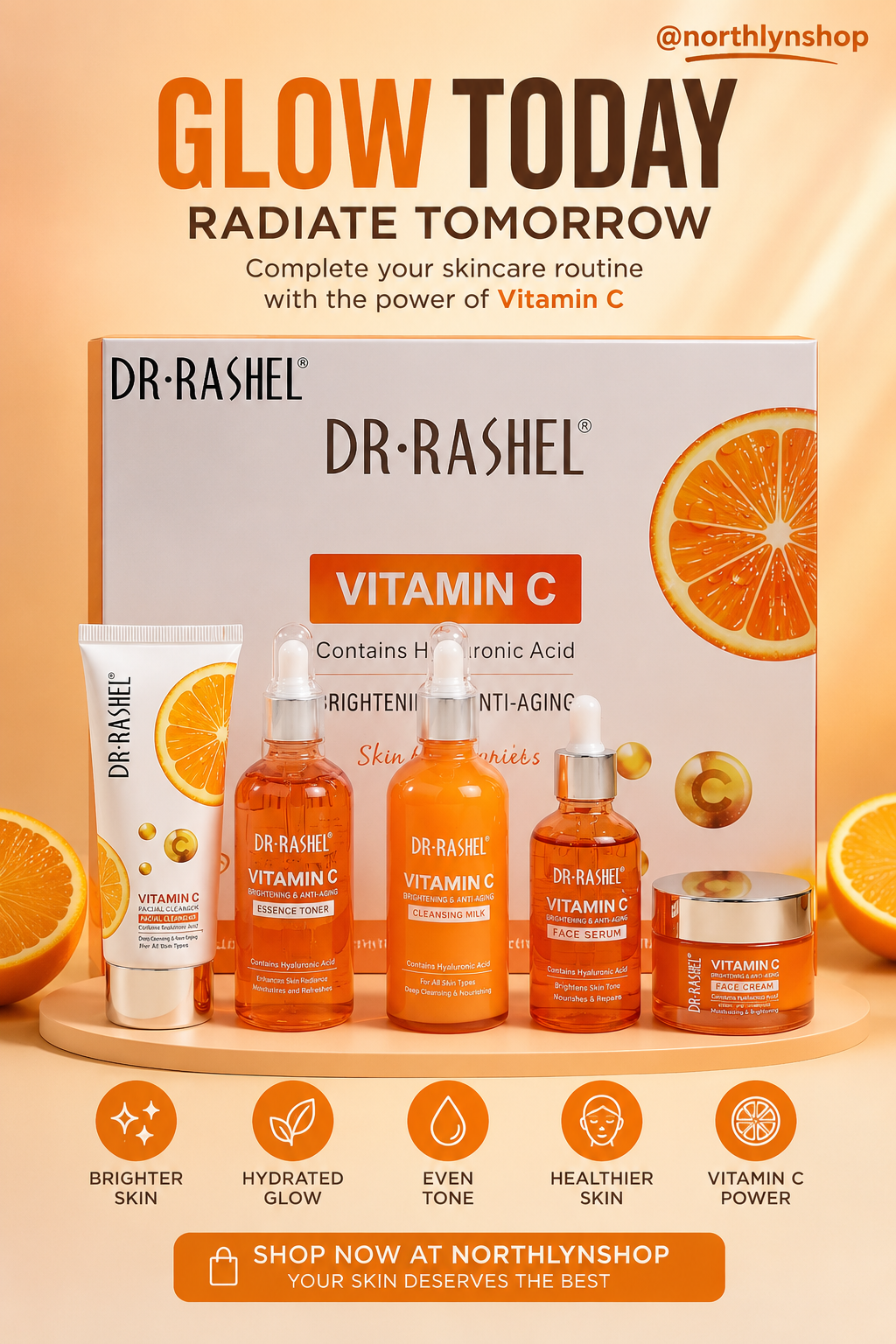 Dr. Rashel Vitamin C & Hyaluronic 5 Pieces Facial Box Kit